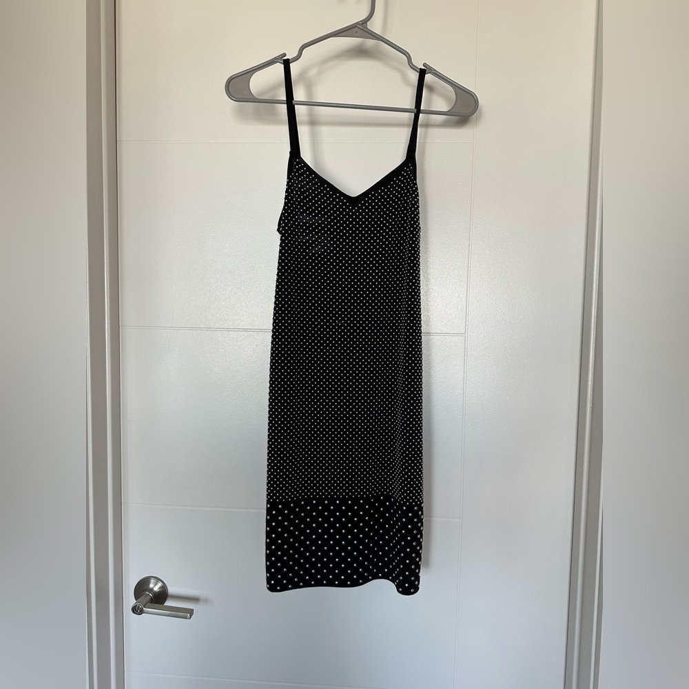 Black studded mini dress